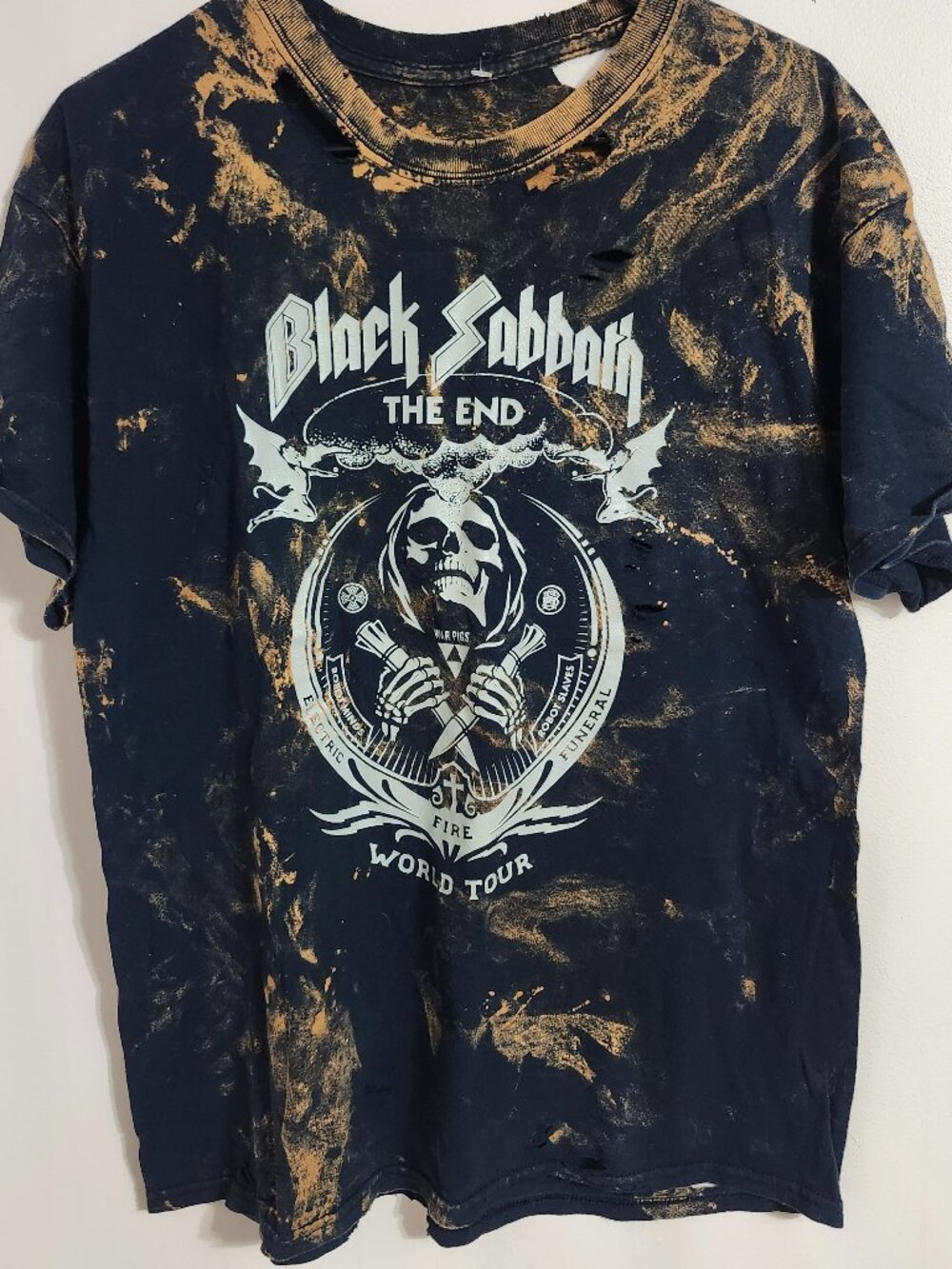 Bleached and distressed Black Sabbath band shirt size XL